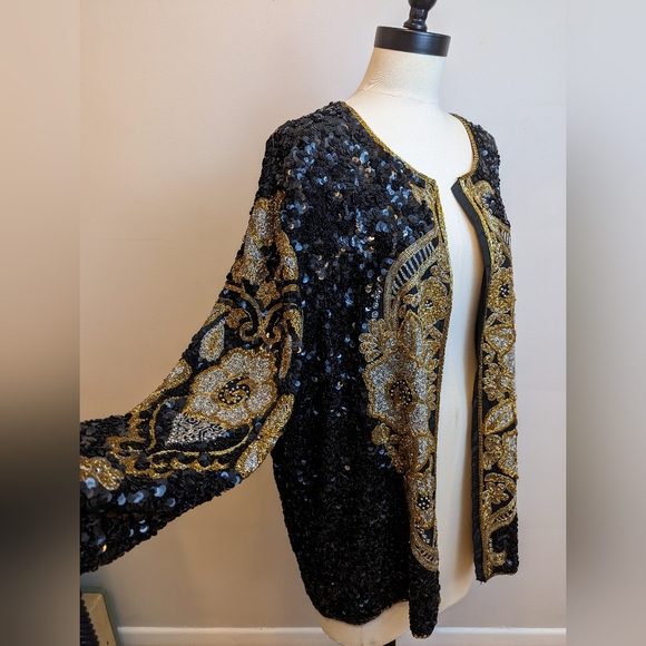 Fully sequined vintage duster / jacket - Picture 3 of 5
